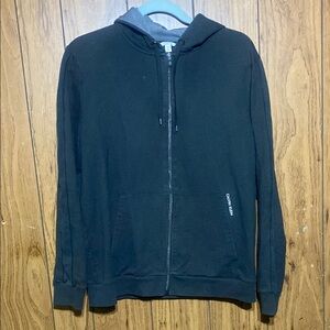 Calvin Klein Black Zip Up Sweater with Ribbed Cuffs